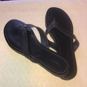 Black Leather Coach flip flops/sandal